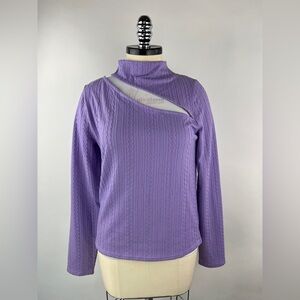 💚 3496. Asymmetrical Textured Long Sleeve Top